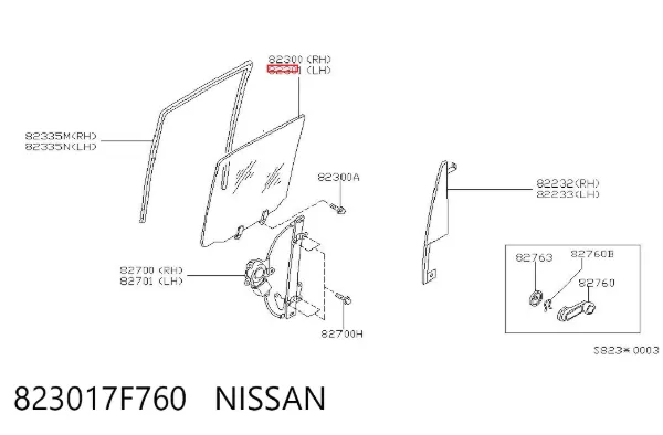 Стекло двери задней левой 823017F760 Nissan/Infiniti