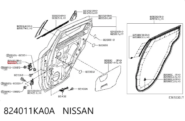 Петля двери задней левой 824011KA0A Nissan/Infiniti