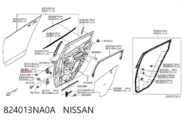 Петля двери задней левой 824013NA0A Nissan/Infiniti