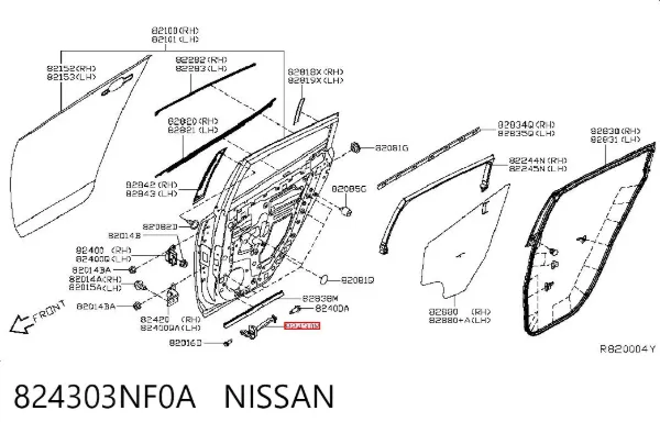 Ограничитель задней двери 824303NF0A Nissan/Infiniti