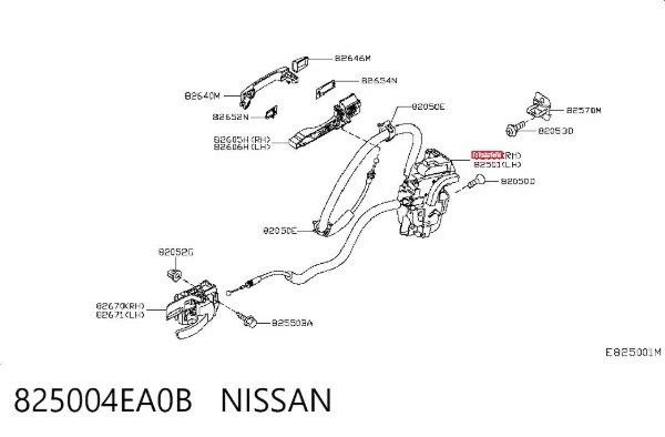 Замок двери задней правой 825004EA0B Nissan/Infiniti