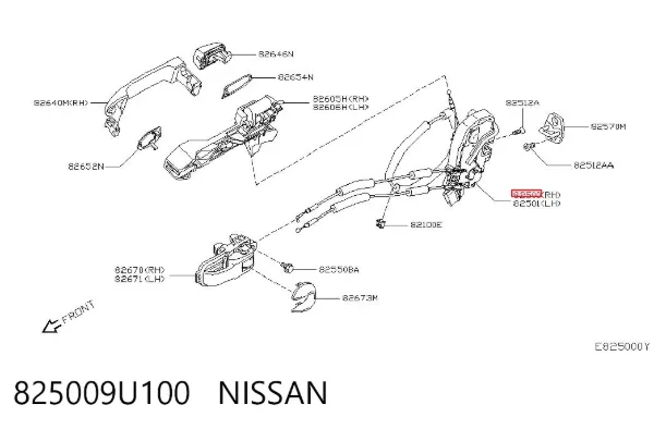 Замок двери задней правой 825009U100 Nissan/Infiniti