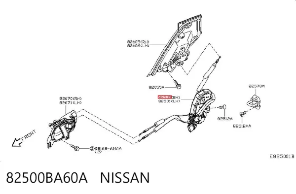 Замок двери задней правой 82500BA60A Nissan/Infiniti