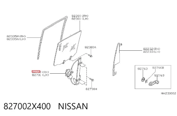 Механизм стеклоподъемника двери задней правой 827002X400 Nissan/Infiniti