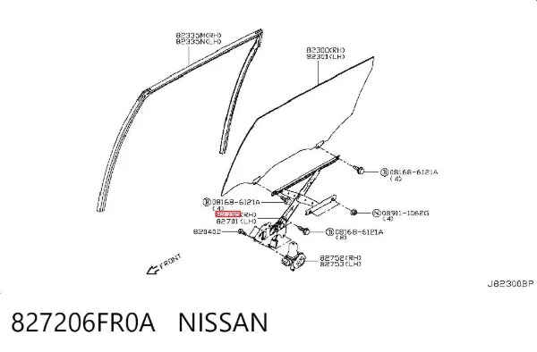 Механизм стеклоподъемника двери задней правой 827206FR0A Nissan/Infiniti