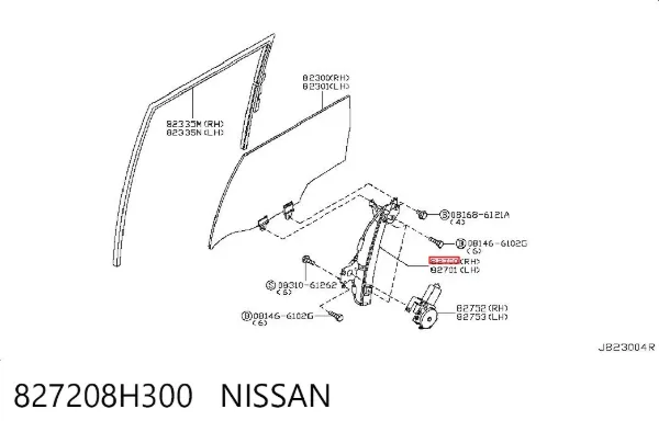 Механизм стеклоподъемника двери задней правой 827208H300 Nissan/Infiniti