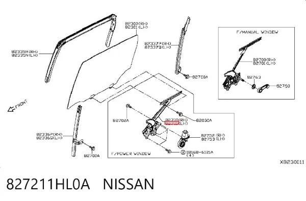 Механизм стеклоподъемника двери задней левой 827211HL0A Nissan/Infiniti