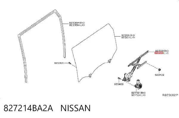 Механизм стеклоподъемника двери задней левой 827214BA2A Nissan/Infiniti