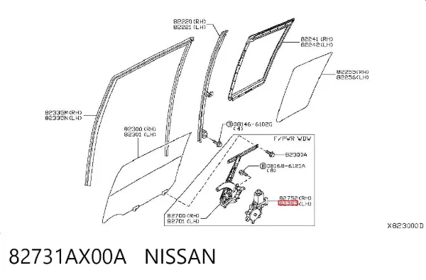 Мотор стеклоподъемника двери задней левой 82731AX00A Nissan/Infiniti