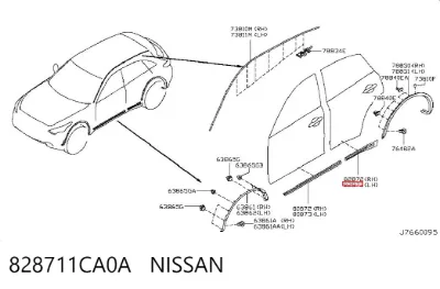 Молдинг двери задней левой нижний NISSAN 828711CA0A