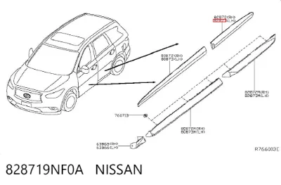 Молдинг двери задней левой NISSAN 828719NF0A