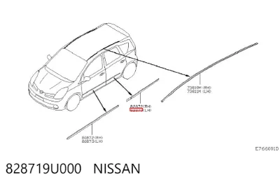 Молдинг двери задней левой NISSAN 828719U000