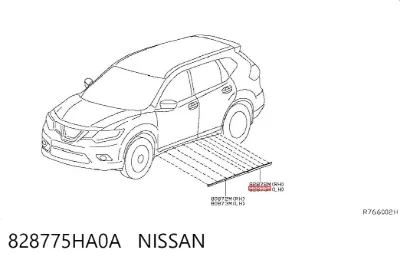 Молдинг двери задней левой NISSAN 828775HA0A