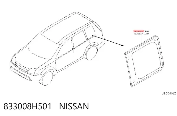 Стекло кузова (багажного отсека) правое 833008H501 Nissan/Infiniti