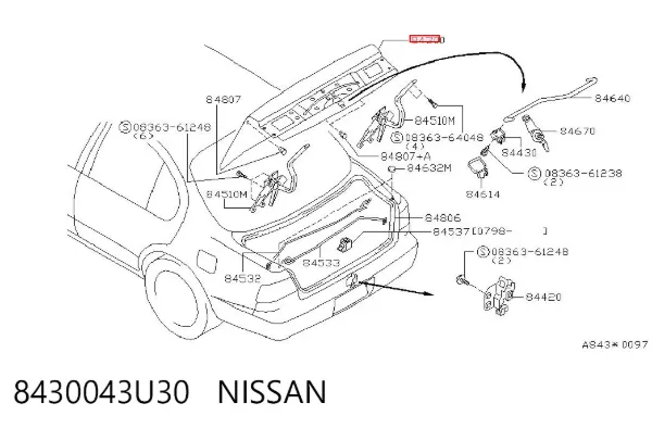 Крышка багажника 8430043U30 Nissan/Infiniti