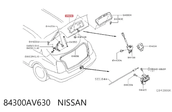 Крышка багажника 84300AV630 Nissan/Infiniti