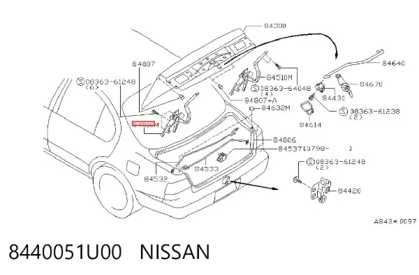 Петля крышки багажника 8440051U00 Nissan/Infiniti