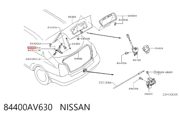 Петля крышки багажника 84400AV630 Nissan/Infiniti