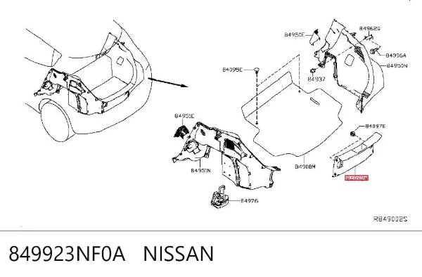 Облицовка задней панели багажника 849923NF0A Nissan/Infiniti