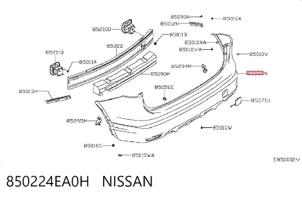 Задний бампер 850224EA0H Nissan/Infiniti