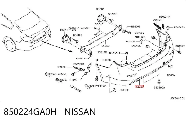 Задний бампер 850224GA0H Nissan/Infiniti