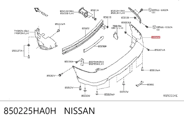 Задний бампер 850225HA0H Nissan/Infiniti