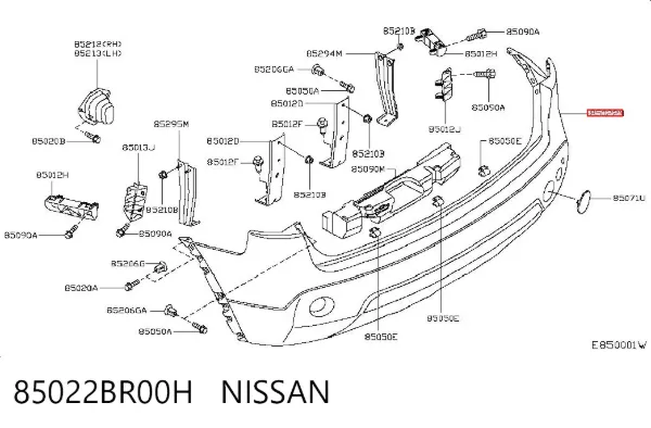 Задний бампер 85022BR00H Nissan/Infiniti
