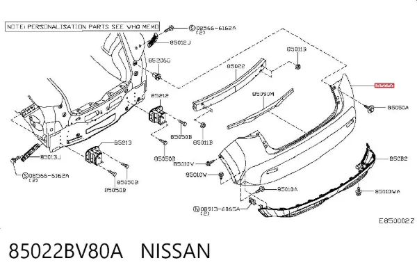 Задний бампер 85022BV80A Nissan/Infiniti