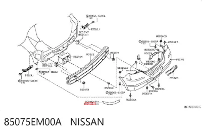 Молдинг бампера заднего левый NISSAN 85075EM00A