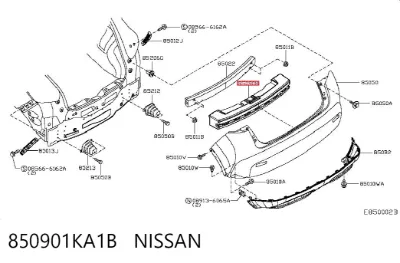 Абсорбер (наполнитель) бампера заднего NISSAN 850901KA1B