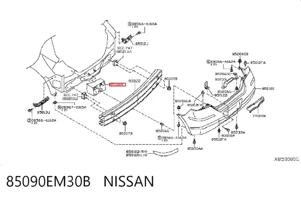 Абсорбер заднего бампера 85090EM30B Nissan/Infiniti