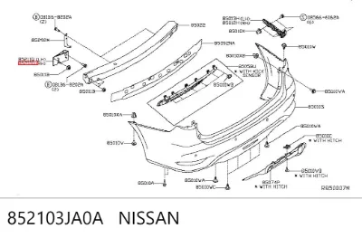 Кронштейн усилителя заднего бампера NISSAN 852103JA0A
