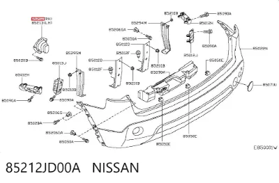 Кронштейн бампера заднего правый NISSAN 85212JD00A
