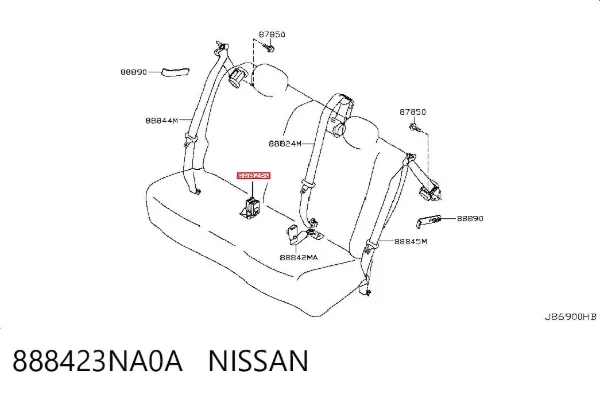 Рычаг (замок) фиксации ремня безопасности задний правый 888423NA0A Nissan/Infiniti