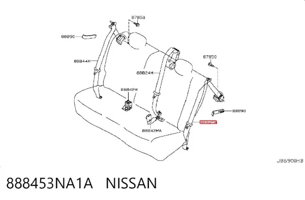 Ремень безопасности задний левый 888453NA1A Nissan/Infiniti