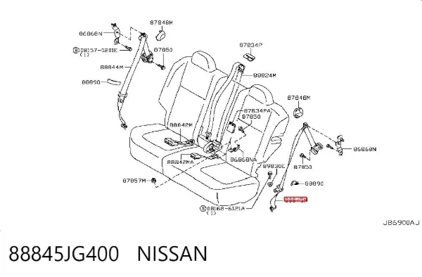 Ремень безопасности задний левый 88845JG400 Nissan/Infiniti