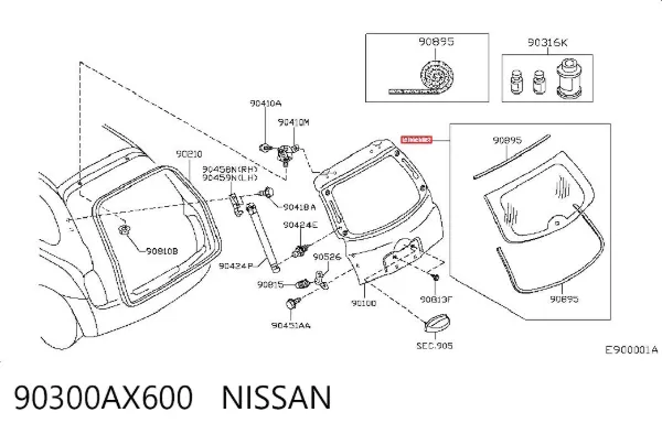 Стекло багажника двери 3/5-й задней (ляды) 90300AX600 Nissan/Infiniti