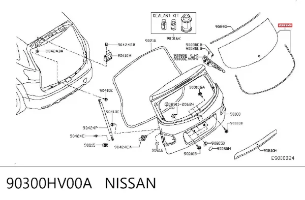 Стекло багажника двери 3/5-й задней (ляды) 90300HV00A Nissan/Infiniti