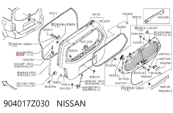 Петля задней двери 904017Z030 Nissan/Infiniti