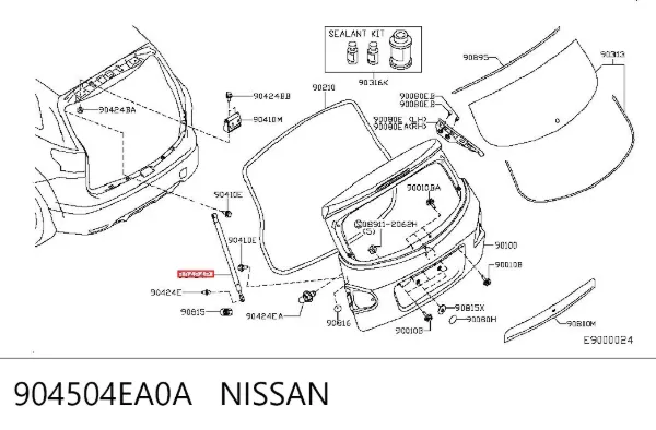Амортизатор багажника 904504EA0A Nissan/Infiniti