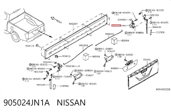 Замок борта заднего правый 905024JN1A Nissan/Infiniti