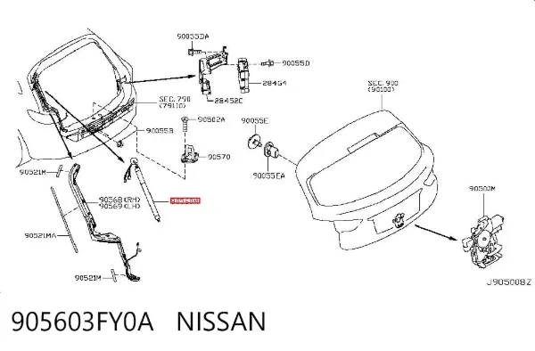 Амортизатор багажника 905603FY0A Nissan/Infiniti