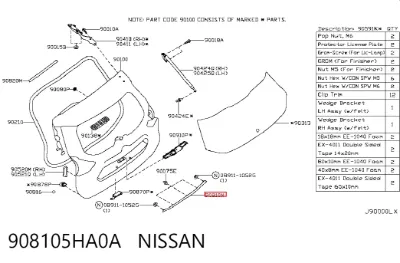 Накладка багажника (двери 3/5-й задней) NISSAN 908105HA0A