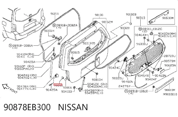 Буфер (отбойник) крышки багажника (двери 3/5-й задней) 90878EB300 Nissan/Infiniti