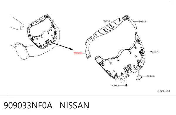 Обшивка (облицовка) крышки багажника (двери 3/5-й задней) 909033NF0A Nissan/Infiniti