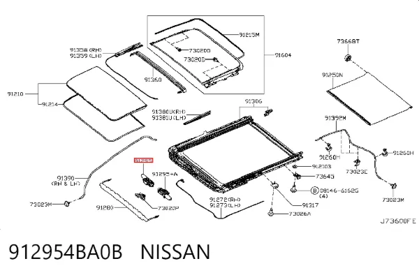 Мотор привода люка 912954BA0B Nissan/Infiniti