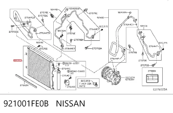 Радиатор кондиционера 921001FE0B Nissan/Infiniti