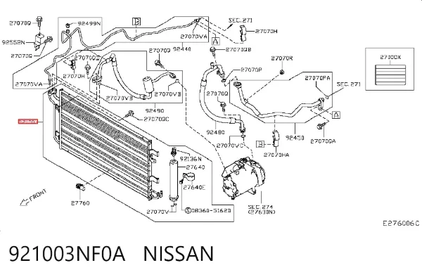 Радиатор кондиционера 921003NF0A Nissan/Infiniti