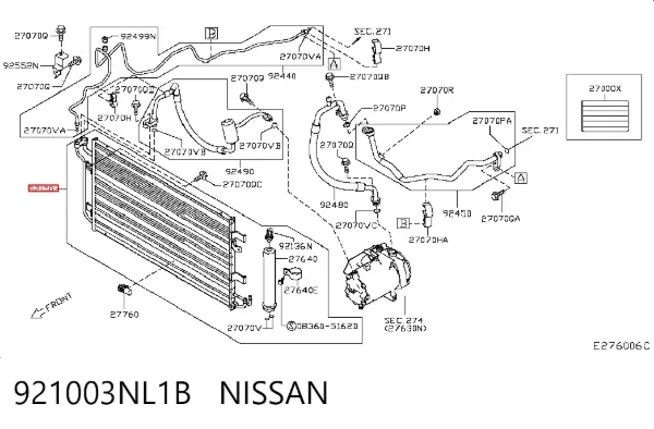 Радиатор кондиционера 921003NL1B Nissan/Infiniti