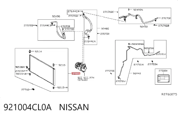 Радиатор кондиционера 921004CL0A Nissan/Infiniti